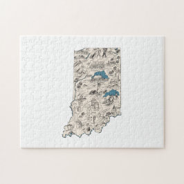 Quebra-cabeça Mapa de Imagens Vintage em Indiana