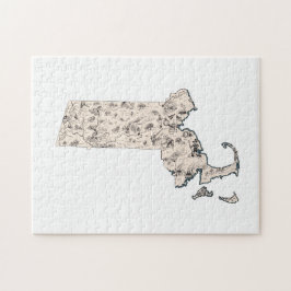 Quebra-cabeça Mapa de Imagens Vintage em Massachusetts
