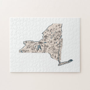 Quebra-cabeça Mapa de Imagens Vintage em Nova Iorque