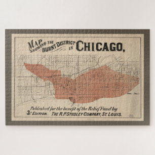 Quebra-cabeça Mapa de Incêndio do Excelente Vintage Chicago, 18