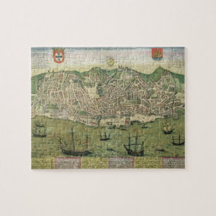 Quebra-cabeça Mapa de Lisboa, de "Civitates Orbis Terrarum"