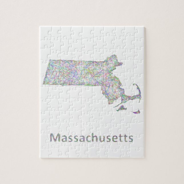 Quebra-cabeça Mapa de Massachusetts (Vertical)