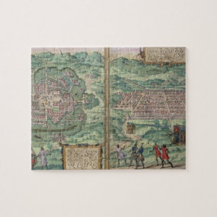 Quebra-cabeça Mapa de México e de Cuzco, 'de Civitates Orbis Te
