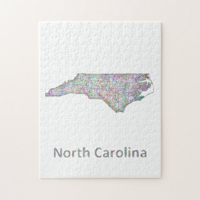 Quebra-cabeça Mapa de North Carolina (Vertical)
