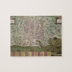 Quebra-cabeça Mapa de Palermo, de "Civitates Orbis Terrarum"