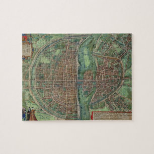 Quebra-cabeça Mapa de Paris, de "Civitates Orbis Terrarum" por G