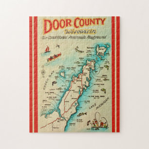 Quebra-cabeça Mapa de Pesca do Condado de Old Door