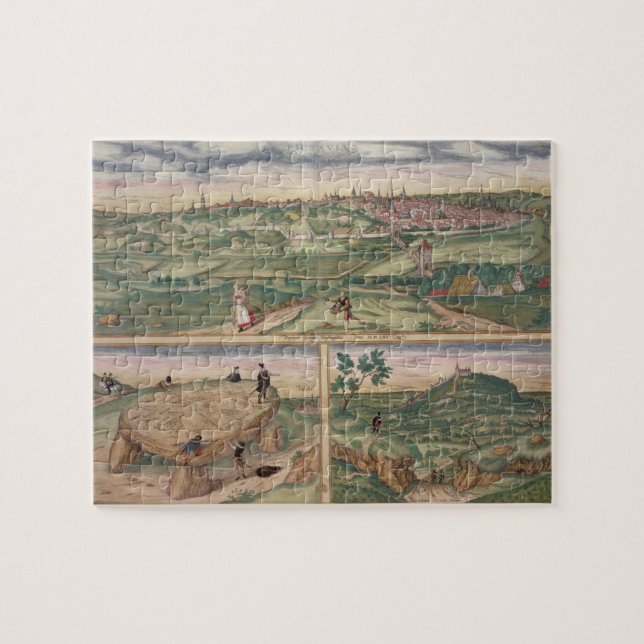 Quebra-cabeça Mapa de Poitiers, de "Civitates Orbis Terrarum" b (Horizontal)
