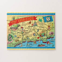 Quebra-cabeça Mapa de postal de Connecticut 11x14