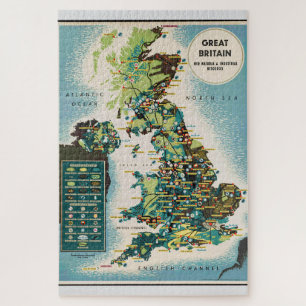 Quebra-cabeça Mapa de recursos do Excelente Vintage da Grã-Bret