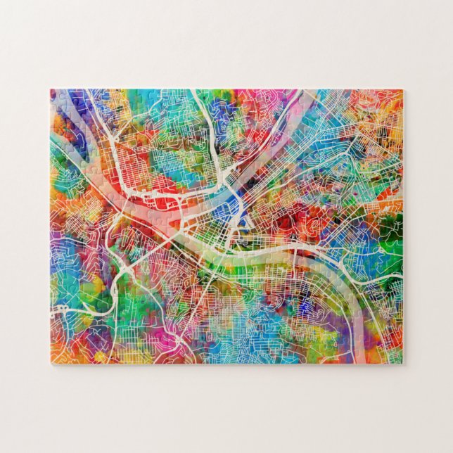 Quebra-cabeça Mapa de ruas de Pittsburgh Pensilvânia (Horizontal)