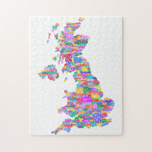 Quebra-cabeça Mapa de texto BRITÂNICO da cidade de Grâ Bretanh