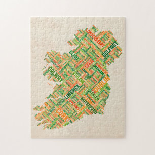 Quebra-cabeça Mapa de texto da cidade de Ireland Eire