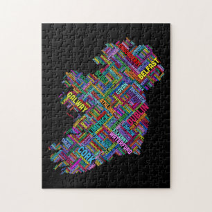 Quebra-cabeça Mapa de texto da cidade de Ireland Eire