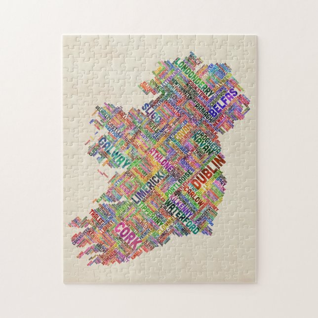 Quebra-cabeça Mapa de texto da cidade de Ireland Eire (Vertical)