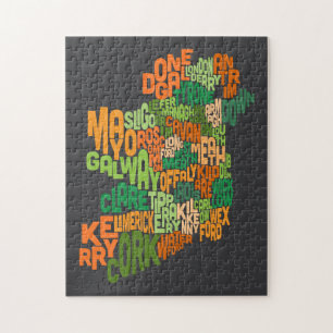 Quebra-cabeça Mapa de texto do condado de Ireland Eire