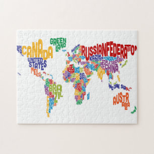 Quebra-cabeça Mapa de texto do mundo
