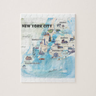 Quebra-cabeça Mapa de Travelposter do vintage de Manhattan da