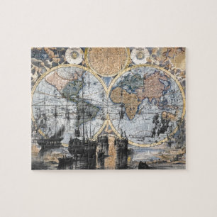 Quebra-cabeça Mapa de Velho Mundo - para fora ao mar