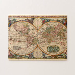 Quebra-cabeça Mapa de Velho Mundo por Nicolaas Visscher