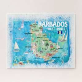 Quebra-cabeça Mapa de Viagens de Caribe Ilustrado das Antilhas d