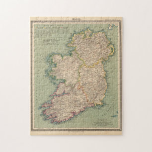 Quebra-cabeça Mapa de Vintage da Irlanda (1888)