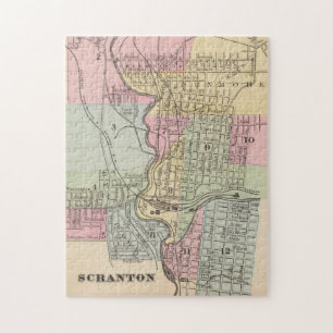 Quebra-cabeça Mapa de Vintage da Scranton PA (1890)