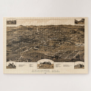 Quebra-cabeça Mapa de Vintage de Anniston, Alabama (1887)