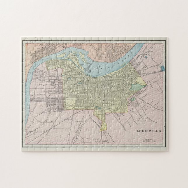 Quebra-cabeça Mapa de Vintage de Louisville KY (1901) (Horizontal)