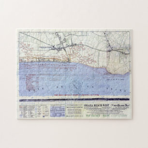 Quebra-cabeça Mapa de Vintage de The Omaha Beach Landings (1944)