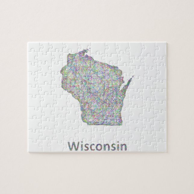 Quebra-cabeça Mapa de Wisconsin (Horizontal)