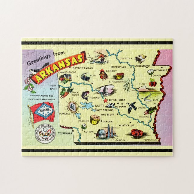 Quebra-cabeça Mapa do Arkansas 11x14 (Horizontal)