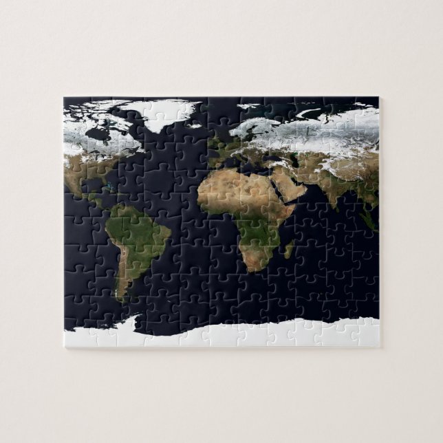 Quebra-cabeça Mapa do Atlas Mundial Geográfico da Terra de inver (Horizontal)