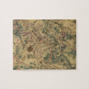 Quebra-cabeça Mapa do campo de batalha de Antietam do vintage (1