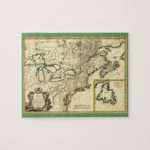 Quebra-cabeça Mapa do Canadá e dos Estados Unidos em 1778