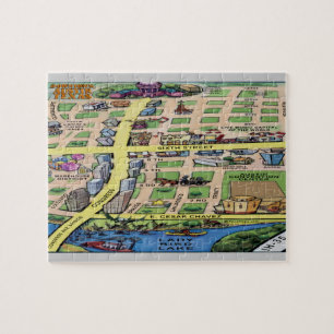 Quebra-cabeça Mapa do centro dos desenhos animados de Austin