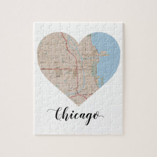 Quebra-cabeça Mapa do coração de Chicago