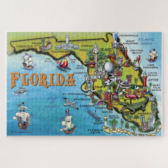 Quebra-cabeça Mapa do divertimento de Florida (Horizontal)