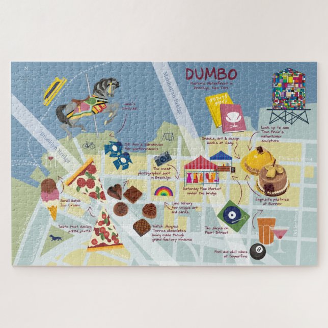 Quebra-cabeça Mapa do Dumbo Brooklyn em Nova Iorque (Horizontal)