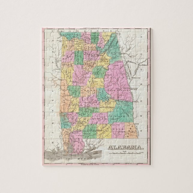 Quebra-cabeça Mapa do Estado do Alabama (1827) (Vertical)