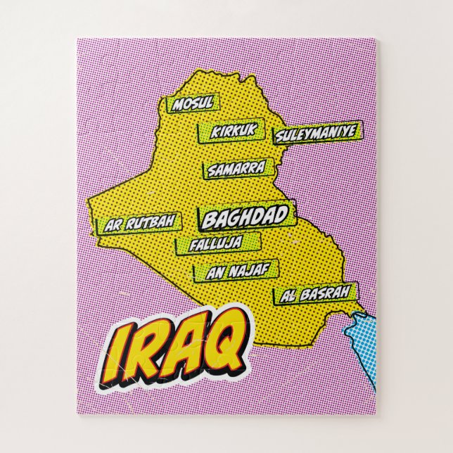 Quebra-cabeça Mapa do Iraque Ilustrado em Pop Art (Vertical)