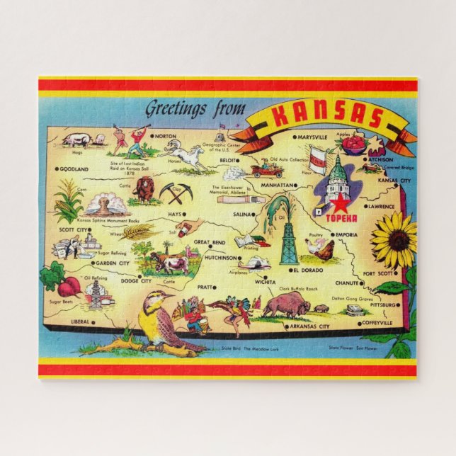 Quebra-cabeça Mapa do Kansas 16x20 (Horizontal)