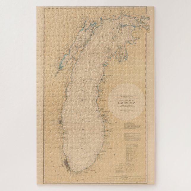 Quebra-cabeça Mapa do Lago Michigan (1898) (Vertical)