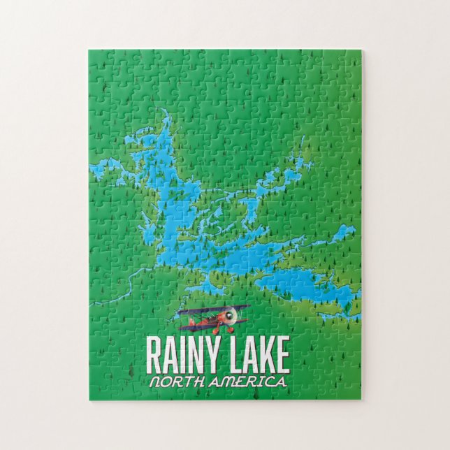 Quebra-cabeça Mapa do lago Rainy Lake na América do Norte (Vertical)