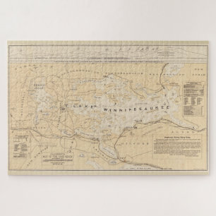Quebra-cabeça Mapa do Lago Winnipesaukee (1896)