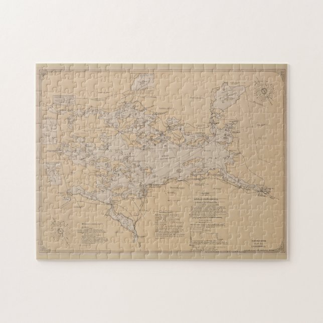 Quebra-cabeça Mapa do Lago Winnipesaukee (1907) (Horizontal)