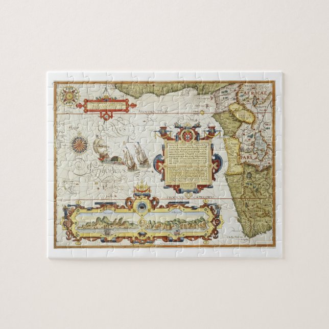 Quebra-cabeça Mapa do litoral da África Ocidental, 1596 (mão (Horizontal)