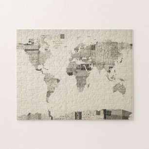 Quebra-cabeça Mapa do mapa do mundo dos cartão velhos