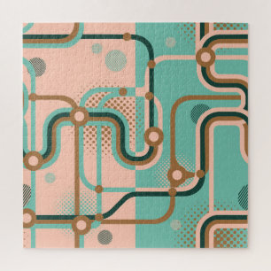 Quebra-cabeça mapa do metrô abstrato, padrões duplos.