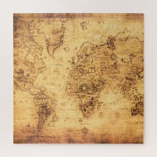Quebra-cabeça Mapa do Mundo Antigo: Vintagem do Pergaminho Armaz